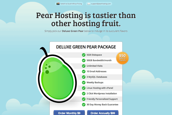 Pear Hosting website preview